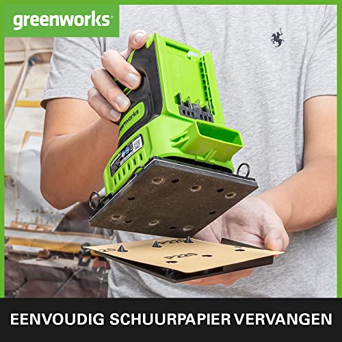 Greenworks G24SS14 Accu Kwartplaat Schuurmachine, 11000rpm, ZONDER 24V Accu en Oplader, 3 Jaar Garantie - Afbeelding 5
