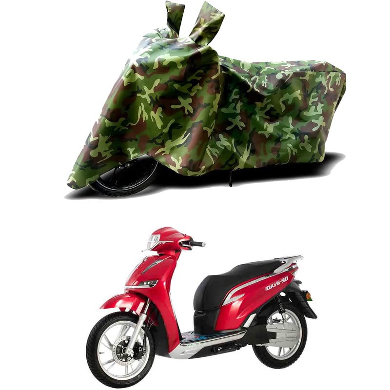 Image of 100% Water Resistant Bike Scooty Two Wheeler Body Cover Compatible for Okinawa Okhi90 STD /UV-Rays /Heat Protection /Birds Dropping /Scratchproof /Dust Proof /Waterproof /All Varient[Green MJ]