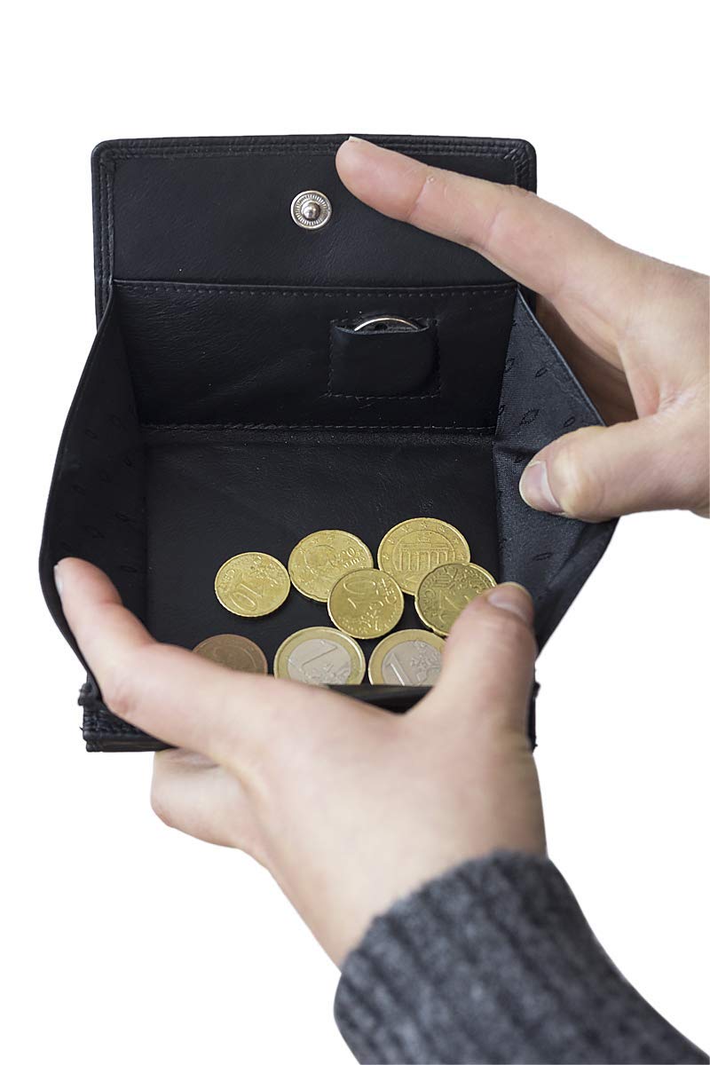 LEAS Modèle Vienne Portemonnaie RFID Portefeuille Particulier en Cuir de Vachette, Fabrication façon « viennoise », avec Compartiment pour la Monnaie carré typique, Noir Special Edition''