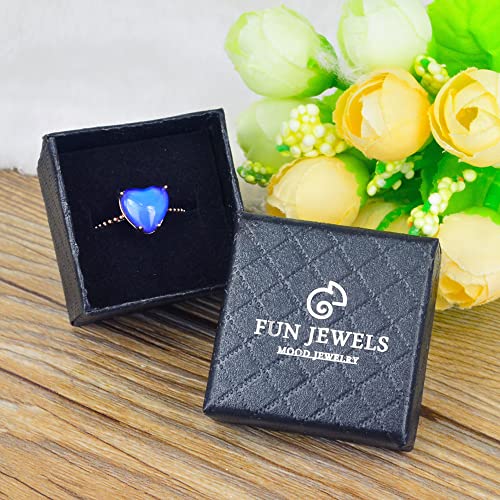 Fun Jewels FJ-R009 Minimalist Rose Gold Heart Mood Ring Crystal Color Change Stone Size Adjustable thumb #5
