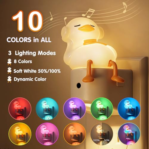 Image of L LOHAS LED Plug in Night Light for Kids, Color Changing LED Night Light | Cute Duck, Dusk to Dawn Sensor, Christmas, Birthday Gift Nightlight for Girls & Kids, Room Decor, 2 Pack