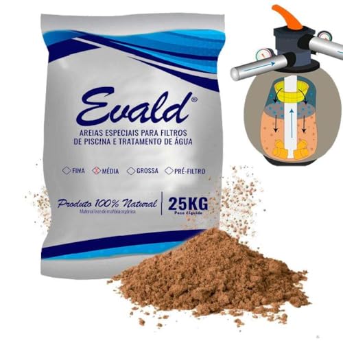 Areia Filtrante 25 Kg p/Filtro de Piscinas e Tratamento de Água Evald