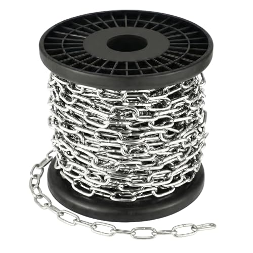 50ft Galvanized Metal Chains, 1.5mm Hanging Chain - Jack Chain Roll for Light Chains Needs for Bird Feeders, Lights, Flowerpots Outdoor Projects, Jewelry Making & DIY Home