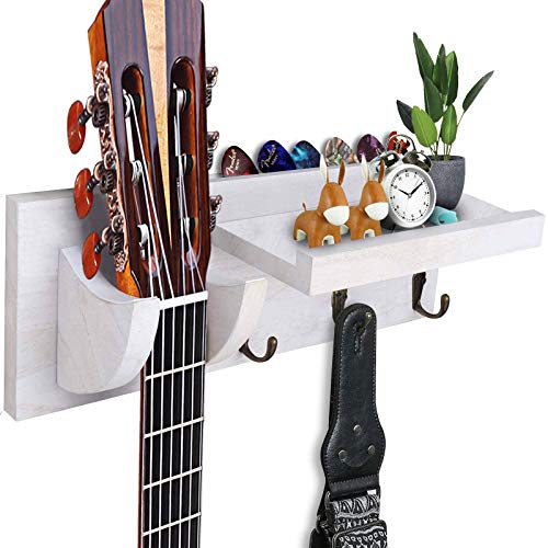 FANFX Étagère murale pour guitare en bois avec support de médiators et 3 crochets en métal pour accessoires de guitare… - Les Beatles, Paul McCartney, John Lennon, RIngo Starr, George Harrison FANFX Étagère murale pour guitare en bois avec support de médiators et 3 crochets en métal pour accessoires de guitare…