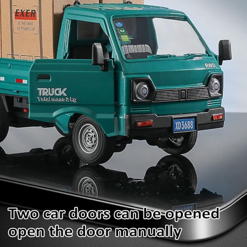 Image of GoolRC Remote Control Car Kei Truck, 1:16 Scale RC Transport Pickup Truck with Spray and Light, 2.4GHz All Terrain RC Cars for Teens and Adults Christmas or Birthday Gift (Blue)