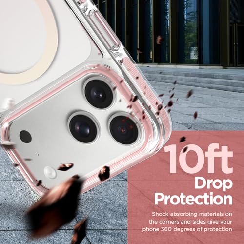 Image of Magnetic Case for iPhone 17 Pro [Compatible with Magsafe] [Anti-Yellowing] [1 Screen Protector] Slim Clear Iridescent Case for iPhone 17 Pro 6.3 inch 2025, Pink