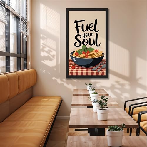 Image of NoWorries Wall art framed painting food posters for cafe decor (Synthetic wood frame) inch300 GSM premium art HD prints inch Wall painting for Home & Kitchen Decor (Pattern illustration)( Set of 1, Framed Painting) (BLACK, ART-11, 10X19INCHES)
