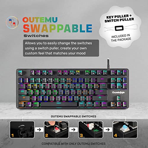 Cosmic Byte CB-GK-16 Firefly Per-Key RGB TKL Mechanical Keyboard with Swappable Outemu Blue Switch, Macros, Software (Black) - Image 2
