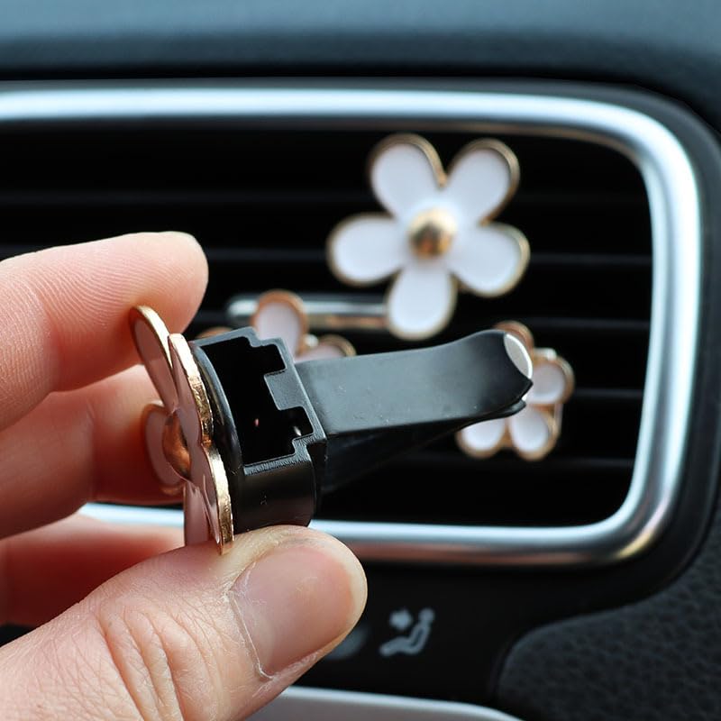 Image of 4 Pieces Daisy Flower Air Vent Clip Car Charm Colorful Car Interior Accessories for Girls Women（Yellow）