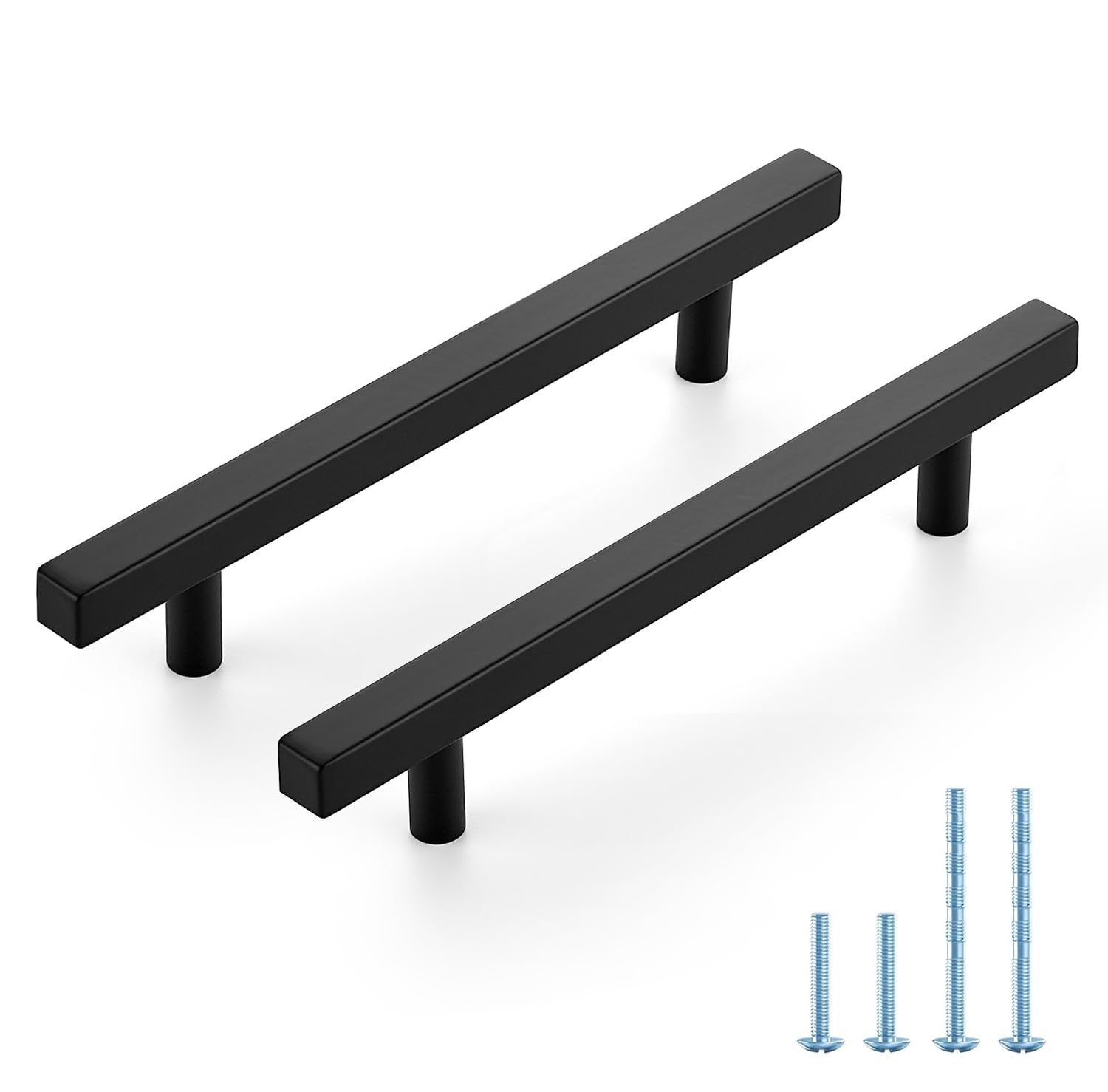 JOY DECOR 45 Pack 5 Inch Matte Black Square Cabinet Handles Stainless Steel Cabinet Hardware Pulls for Kitchen and Drawers with 7-3/8 Inch Overall