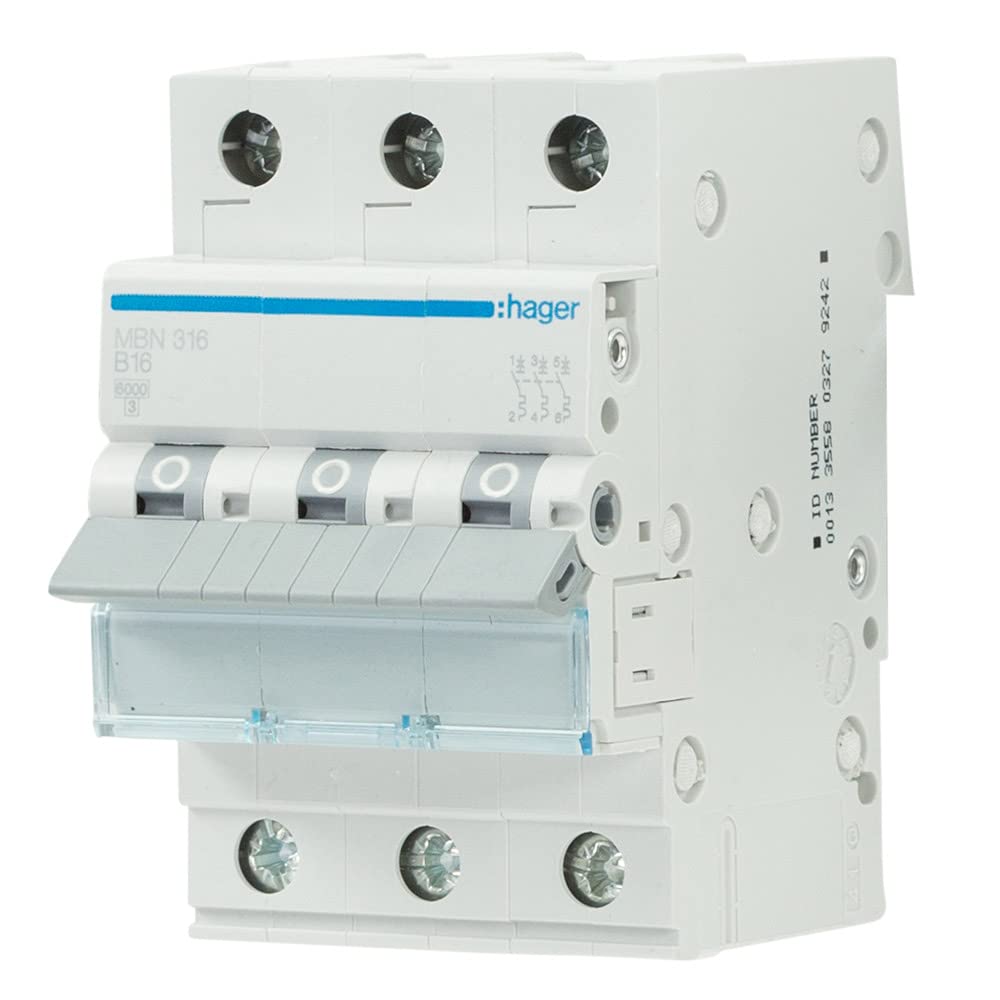 Hager Set 1x FI CDA440D, 1x LS-Schalter 3-polig + 5x 1-polig, Phasenschiene | enthält 1x MBN316 3-polig, 40 A + 5x LS-Schalter MBN116 1-polig + 1 x LS-Schalter MBN316 3-polig + Phasenschiene KDN363F