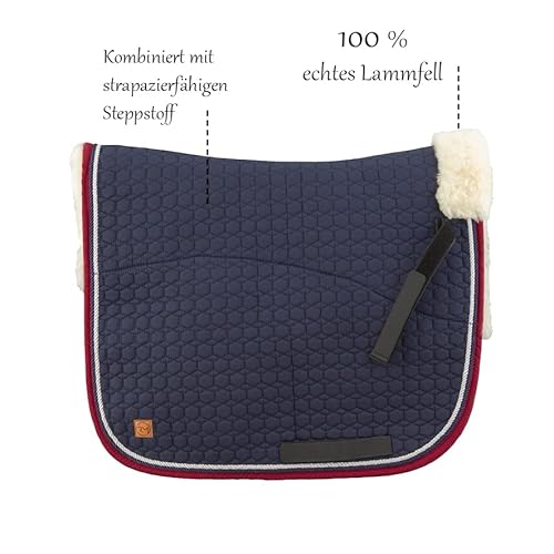 Foto von Rohn Lammfell Schabracke Flocke, Satteldecke für Pferde, Marineblau, Dressur (D)