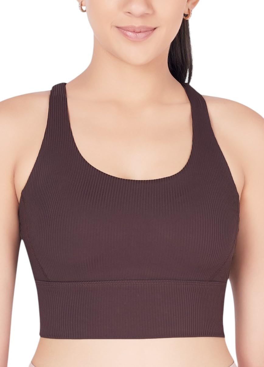plumbury Women Medium Support Padded Strappy Cross Back Sports Bra for Running| Workout|Yoga|Gym, Size M to XXL-picture-15