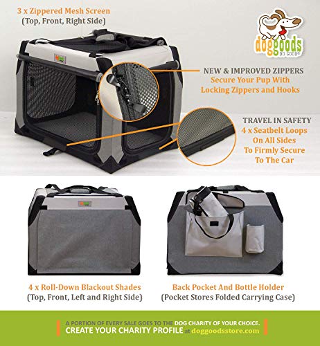 Caixote dobrável macio para cães da DogGoods - canil interno/externo, dobrável para acampamento, car