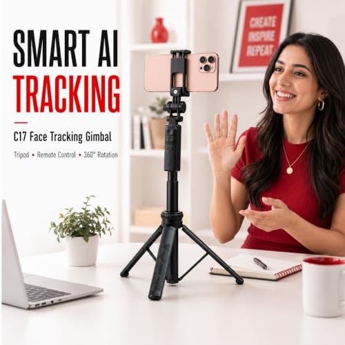 Image of AI-Powered Selfie Stick Tripod with Sensor, Auto Face Tracking Tripod with 360 Auto Rotating Stand for Mobile, Camera, Shooting, Blogging with Quad-Leg Stability by UNBREAKcable