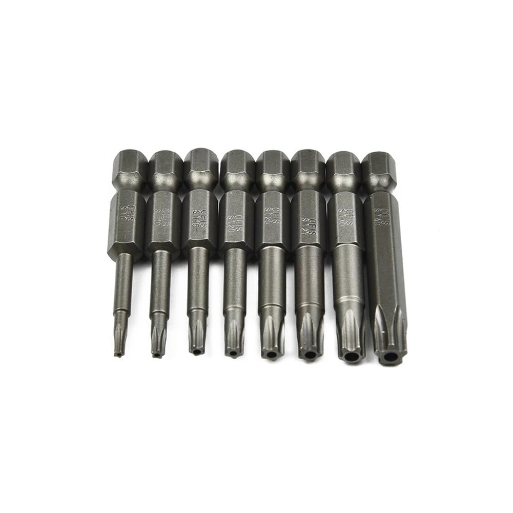 Ruxyoie 8Pcs-50Mm 8Pcs 5 Point Bit Set Alloy Steel 1/4'' 6.35Mm Hex Shank Center Hole