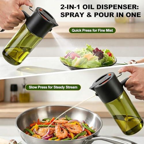 Gelibo 2-IN-1 Oil Sprayer for Cooking,Oil Dispenser for Kitchen,500ML,Black - image 5