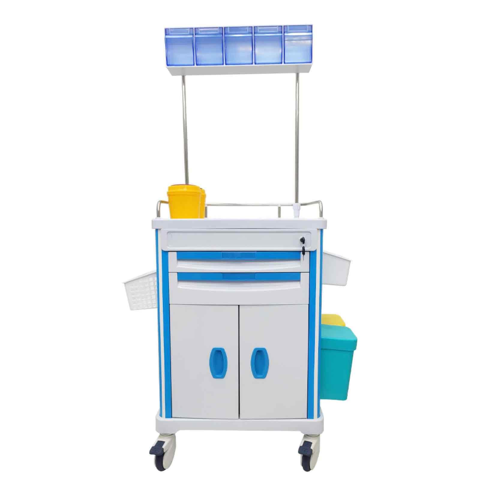 BEILOCKERY Medical Anesthesia Vehicle,Multi Functional Care Vehicle, Medical Cart with Lock and Wheels,Elevatable Anesthesia Vehicle,for Examination, Care, and Recuperation