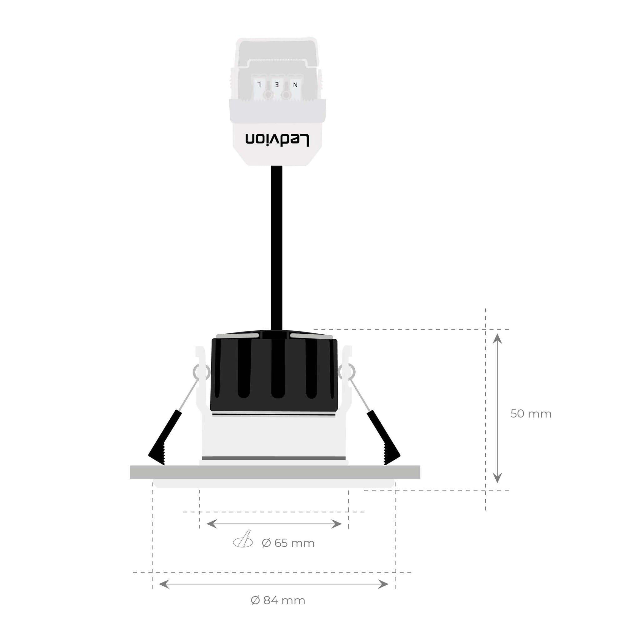 Ledvion 6 pezzi faretto LED 5W bianco caldo impermeabile IP65 dimmerabile | Foro di incasso Ø84mm; Impermeabile per bagno doccia e ambienti umidi interni; Sorgente LED integrata inclusa