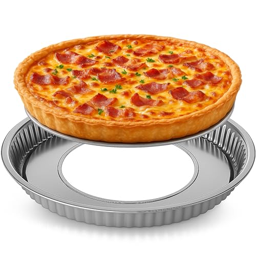 immer Moule à quiche & tarte en acier inoxydable – fond amovible ultra-résistant, bord haut, anneau large anti-fuite, sans revêtement (sans PFAS), durable,...