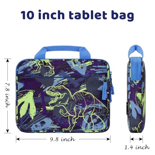 Image of Choco Mocha Kids Tablet Bag Fire HD 8 10 Tablet Carrying Case, Kids Tablet Sleeve for iPad & Kindle Edition & Chromebook 12.5 Inch,Dinosaur Blue