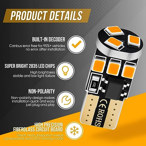 Bombilla LED T10 W5W 194 Canbus Amber Pack 10 miniatura 2