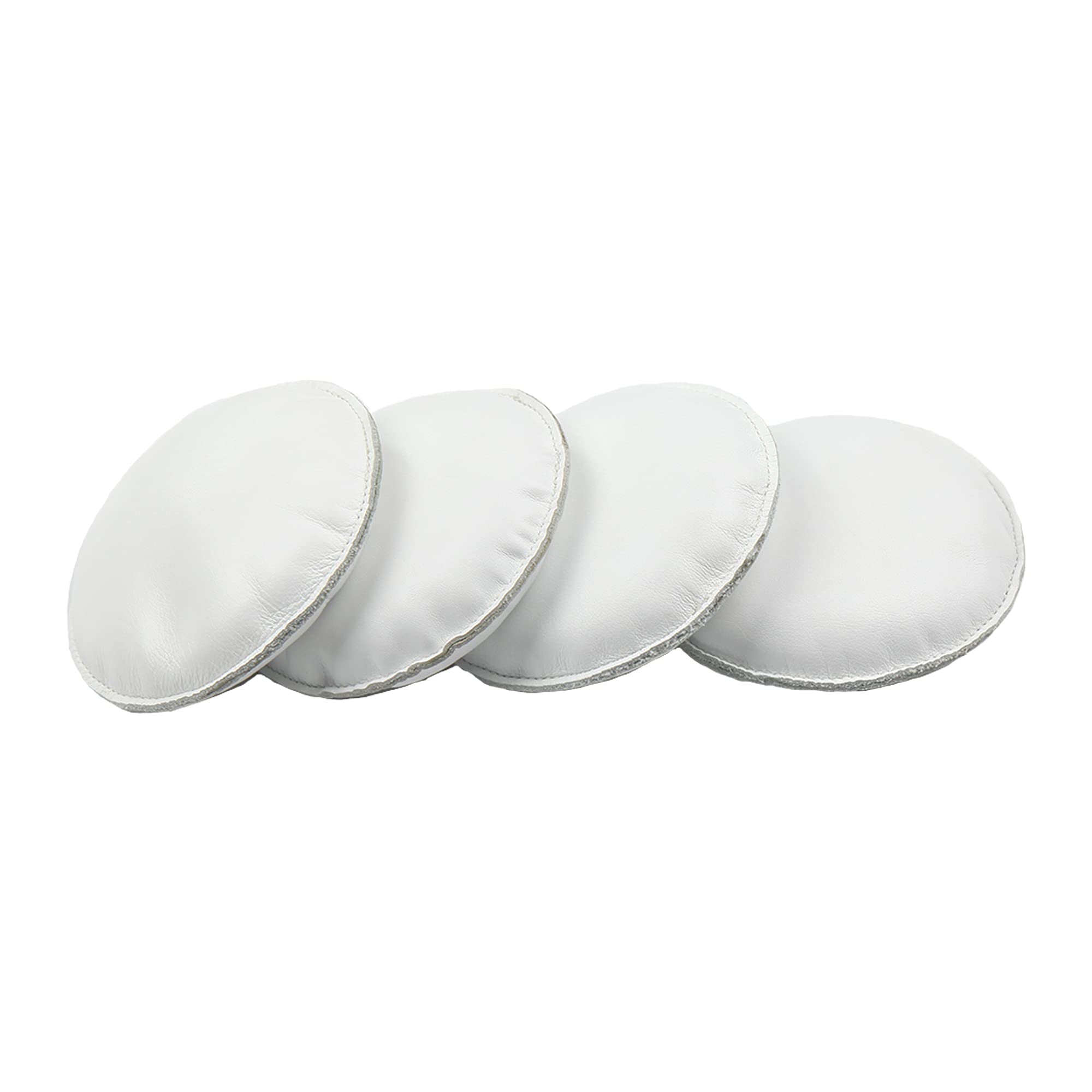 4" Round Leather Poster Weights - 1.3 lbs Each, Filled Microbeads Steel Shots, Handstitched Top Grain Leather, Unbranded Circle Weights with Soft Touch for Paper, Map, Sewing, Desk, Office