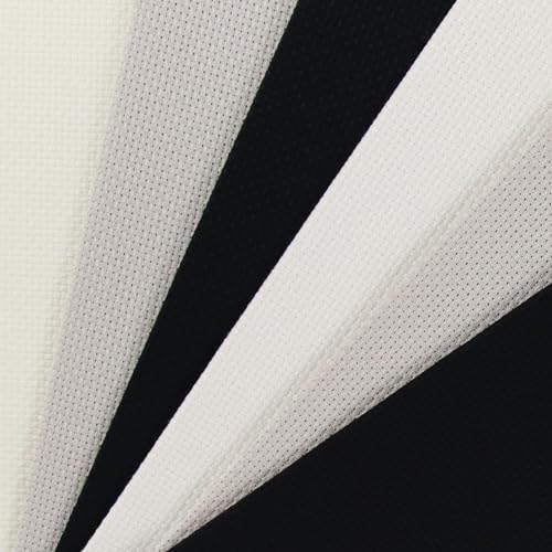 Image of KCS 6 pc of 12 inch x 18 inch(30cmx45cm) 14CT Counted Cotton Aida Cloth Cross Stitch Fabric (Antique White+Pearl Grey+Black)