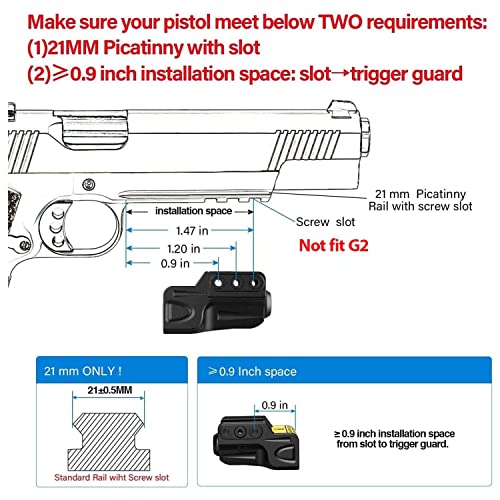 Gmconn GM-1002PL Purple Laser Sight For Pistol With A Rail, Low Profile Purple Beams For Full Size Or Compact Guns thumb #2