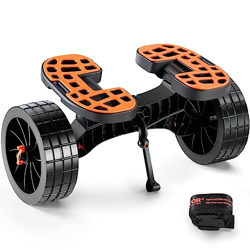 WilTec Transportwagen – 800 x 696 x 405 mm – breedte verstelbaar 310 mm – belasting 90 kg – van aluminium – met groot PU-wiel 22 cm – voor kajakken kanoën