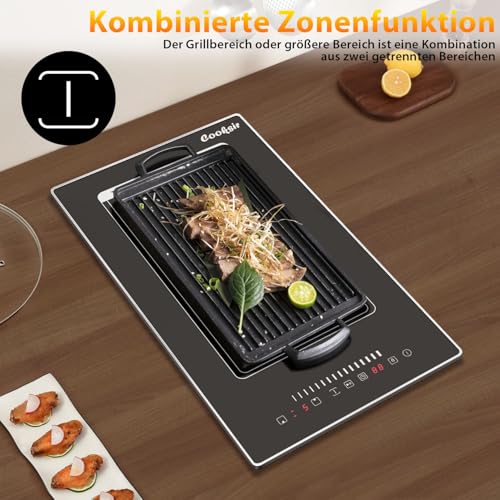 Cooksir Induktionskochfeld 2 Platten mit Stecker, Doppel Kochfeld Einbau 30CM, Herdplatte...
