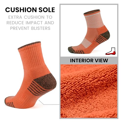 GoWith 2 Pairs Unisex Cotton Cushioned Crew Socks, Moisture-Wicking Lightweight Athletic Striped Golf Socks for Men & Women3