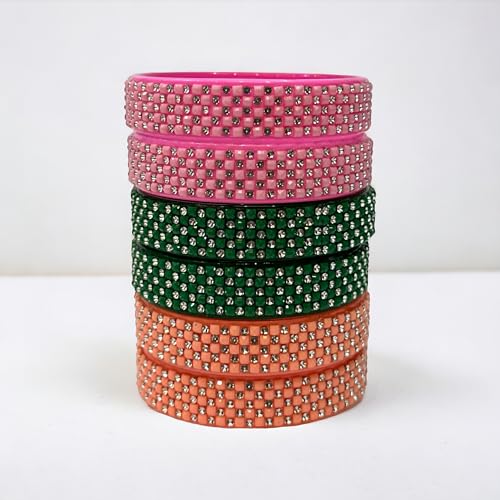 Zircon Stone Glass Bangle Indian Fancy Kanch Bangles (2.60)