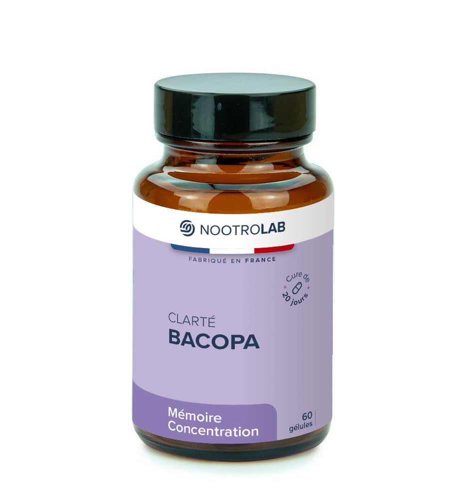 Bacopa Monnieri – Cure de 20 jours -1125 mg - Mémoire, Concentration & Clarté Mentale – Soutien Cognitif Naturel – 60 Gélules Végétales – Nootrolab - Cure de 20 jours