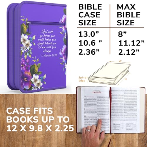 DEHITE Bible Cover Case for Women – Premium Fabric Bible Cases for Girls - Carrying Bag for Woman – Pen Slots – Zippered Pocket – Floral Accessories Christian Gifts2