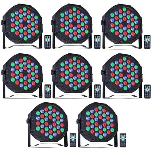 ZHENNBY Par Licht Bühnenlicht, 36 LED RGB Partylicht Strahler Discolicht DMX Scheinwerfer mit Fernbedienung 4Modi Light für Bar, Bühnen, Party, DJ, Halloween, Weihnachten - 8Packs