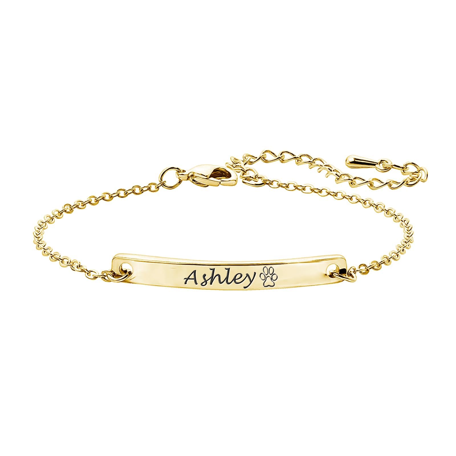 Custom Name Bar Bracelet for Women, Double Sides Engraved Name Bracelet with Adjustable Chain, Gift for Birthday Graduation