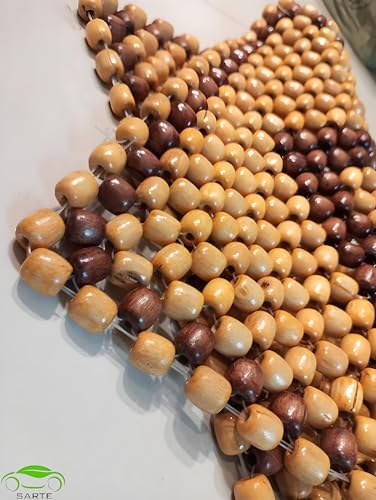 Image of SARTE Wooden Beads for Car Seat Ultra Comfort Wooden Beads Cover Acupressure Sitting Bead Seat Wooden Cushion Pad for All Type of Chairs (Beige, 2Pc)