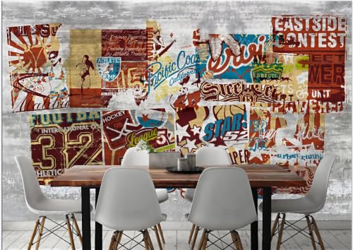 Papier peint restaurant occidental grand format 3D imitation ciment rétro