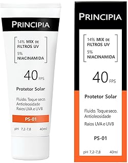 Protetor Solar Facial Principia 14% Mix de Filtros UV + 5% Niacinamida FPS 40 PS-01 com 40ml - Produto 7 mais recomendado com 4.6 estrelas
