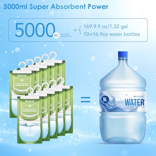 Image of Moisture Absorbers 10 Pack Fresh Fragrance, Hanging Closet Dehumidifier Bags, Humidity Absorber, Compact Eliminates Odors Humidity Packs for Car, Bathroom, Bedroom, Basement, 9.8OZ