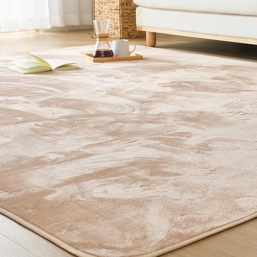 VK Living カーペット ラグ ラグマット 絨毯 135×185cm(約1.5畳) 滑り止め 【ムレない、洗える、変わらない】 24時間持続制菌消臭 防ダニ オールシーズン 床暖房 ホットカーペット対応 簡単に掃除 おしゃれ 北欧 フランネルラグ ライトモカ