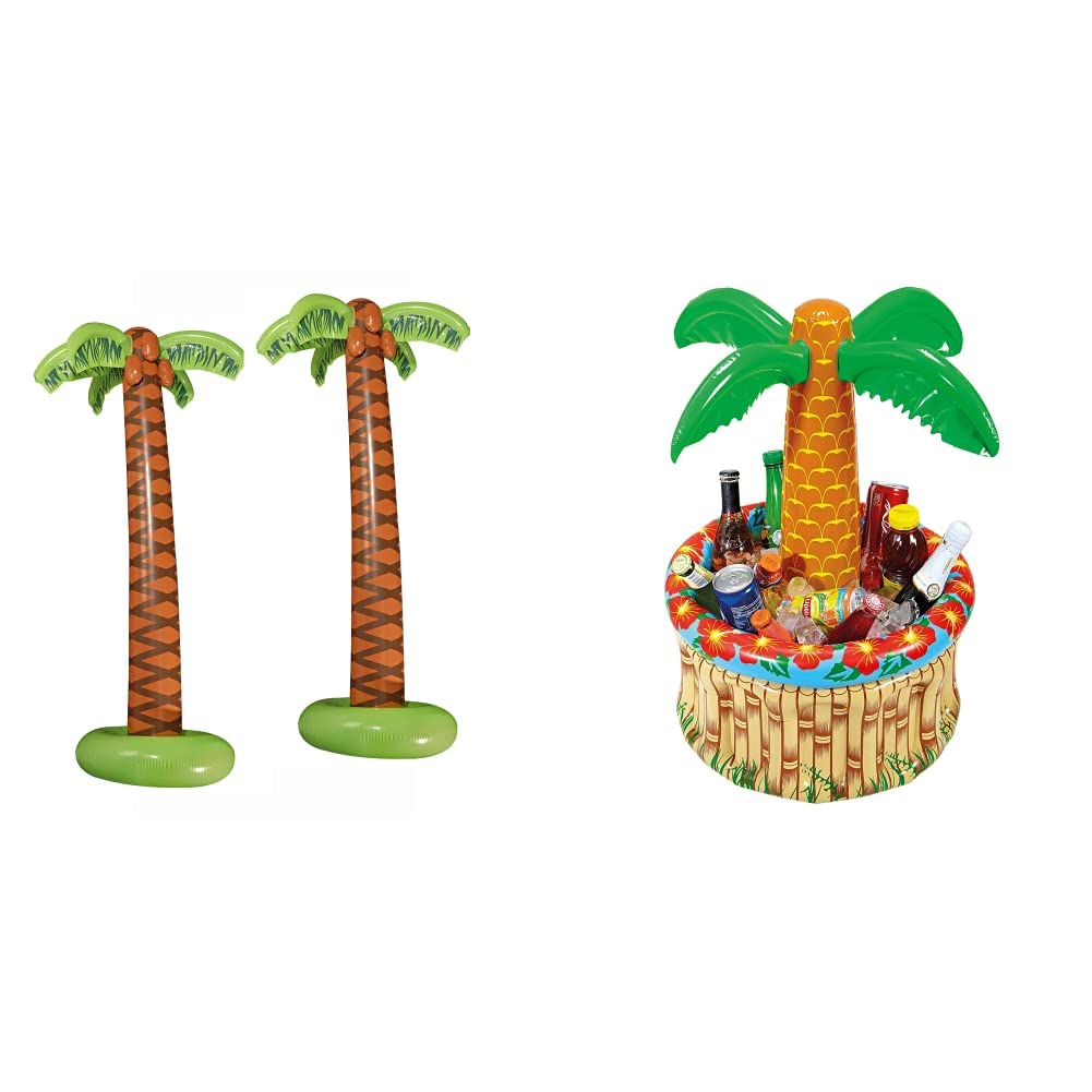 Widmann 10136169B - Aufblasbare Palmen, 2 Stück, Höhe Circa 180 cm, Beachparty, Dekoration, Mottoparty, Karneval & 04865 - Aufblasbare Palme mit Getränkekühler, zum Befüllen mit EIS und Wasser