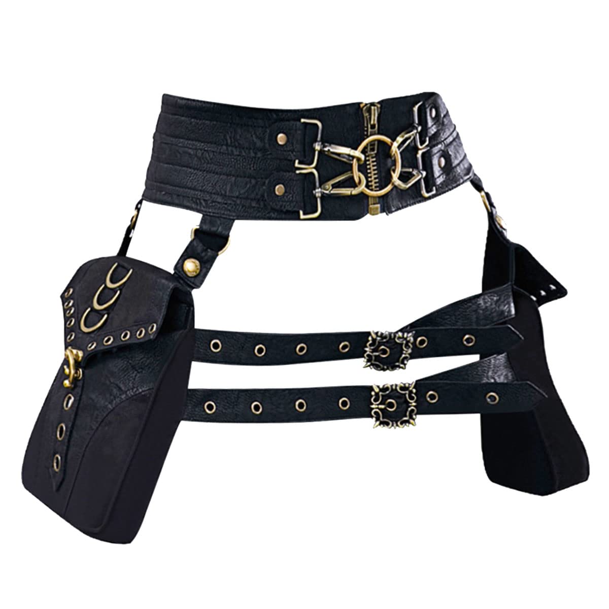 Belt Pouch Waist Bag Fanny Pack Steampunk Phone Holder Casual Medieval Renaissance Cosplay Costume Accessories (Cor)