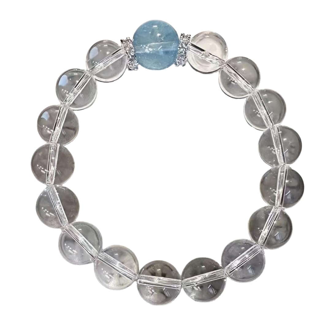 Natural Pulsera Elastico Cuentas Pulsera De Cristal Blanco Aguamarina Natural Para Mujer Un Regalo Ideal Para San Valentín Para Tu Novia 12mm
