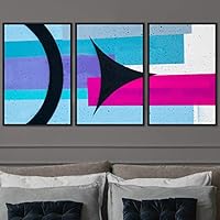 3 Piece Framed Canvas Wall Art Abstract Colorful Cool Geometric Canvas Prints Home Artwork Decoration for Living Room,Bedroom - 16
