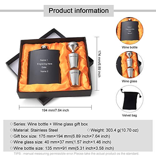 image for kaululu Personalized Flask for Liquor and Funnel - 4 Oz Leak Proof 18/