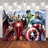 Qingyann 7x5ft Avengers Happy Birthday Backdrop Marvel Superhero Avengers Backdrop for Birthday Party