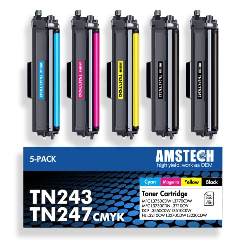 5er-Pack TN247 TN-243CMYK TN-247 TN243CMYK: für Toner Brother MFC L3750CDW MFC-L3750CDW DCP-L3550CDW MFC-L3770CDW HL-L3210CW HL-L3230CDW MFC-L3710CW MFC-L3730CDN TN243 - Schwarz Cyan Gelb Magenta Cover