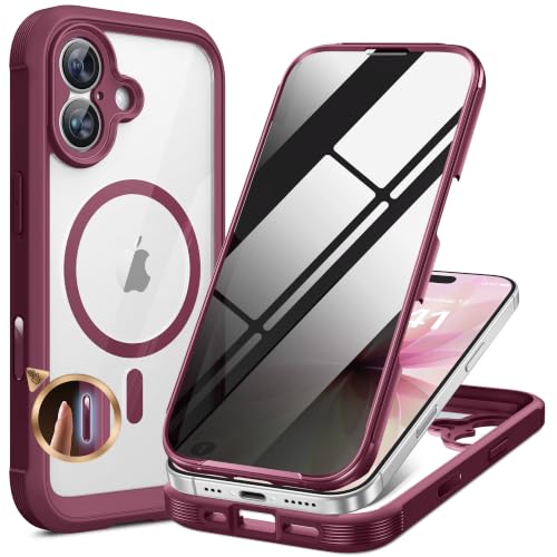 Image of Miracase for iPhone 17 Case with Privacy Screen Protector, Deep Magenta